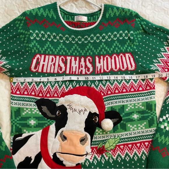 Christmas Moood Cow Sweater Working Bell Women’s Small Crazy Tacky Wacky Fun - Picture 6 of 8